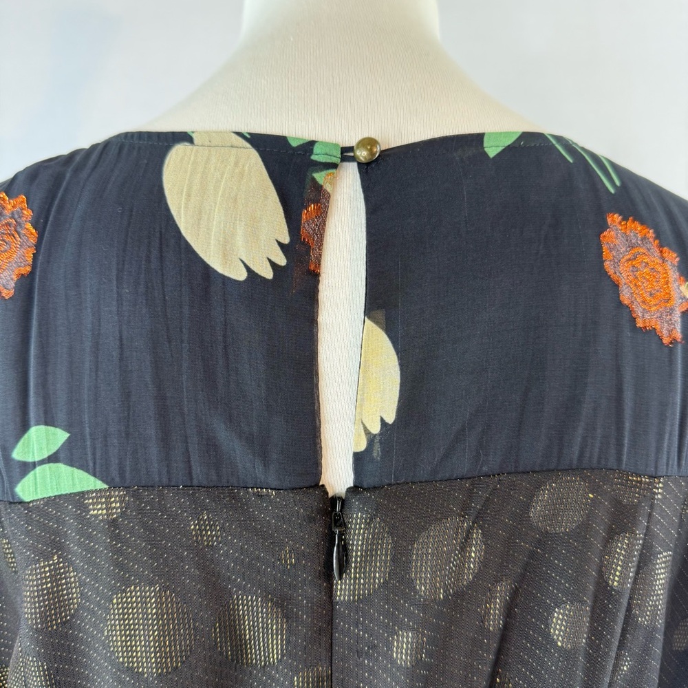 Anthropologie Black and Green Ciao Bella Floral Midi Dress by Moulinette Soeurs - Picture 7 of 16